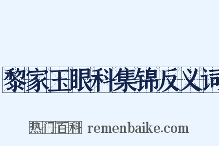 黎家玉眼科集锦反义词是什么意思的图片